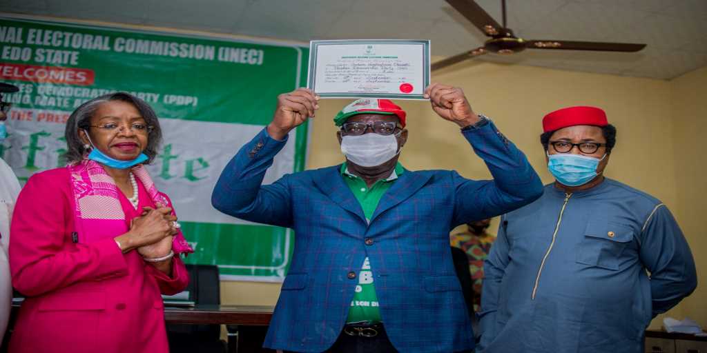 obaseki receives INEC’s Certificate of Return photo