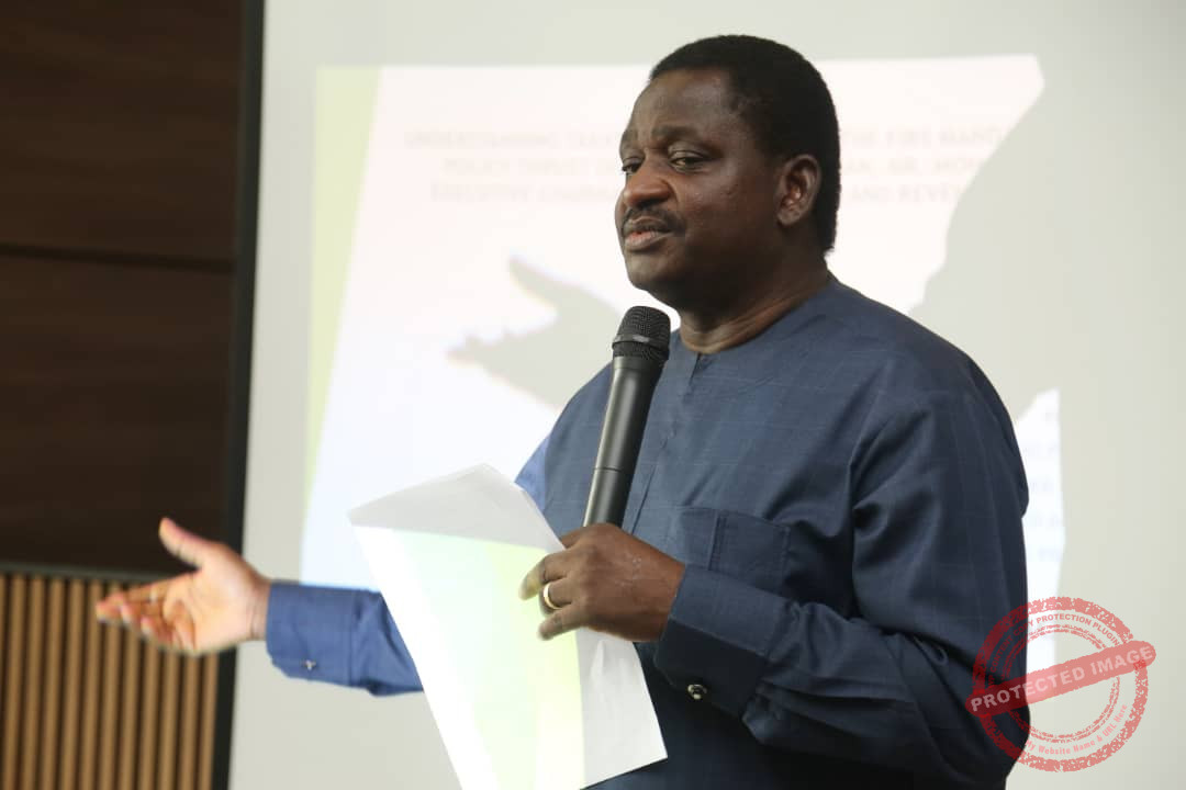 Chief Femi Adesina, OON, FNGE, Special Adviser to the President on Media and Publicity, delivering his speech during the training programme