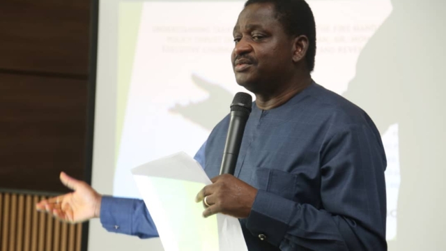 Chief Femi Adesina, OON, FNGE, Special Adviser to the President on Media and Publicity, delivering his speech during the training programme