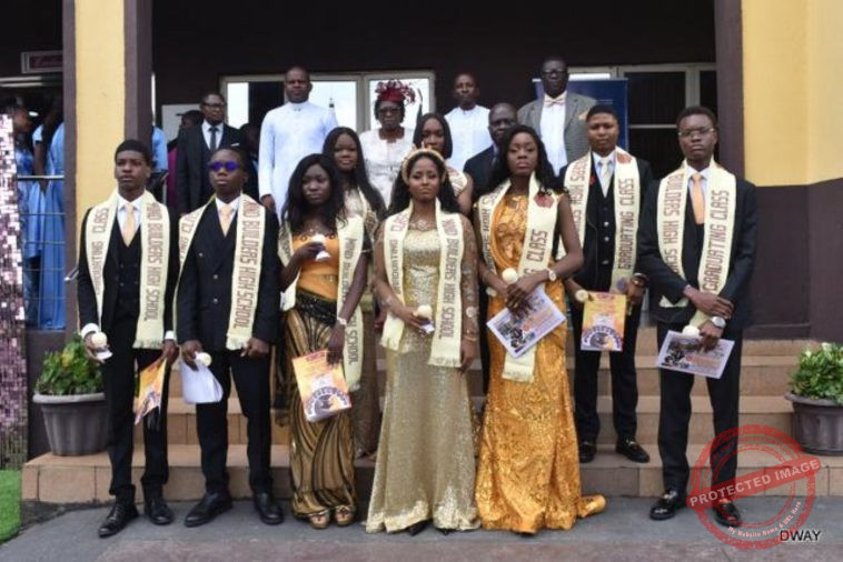 Graduating students with the Education Director, Mrs. Bolajoko Falore, and some teachers (back row)