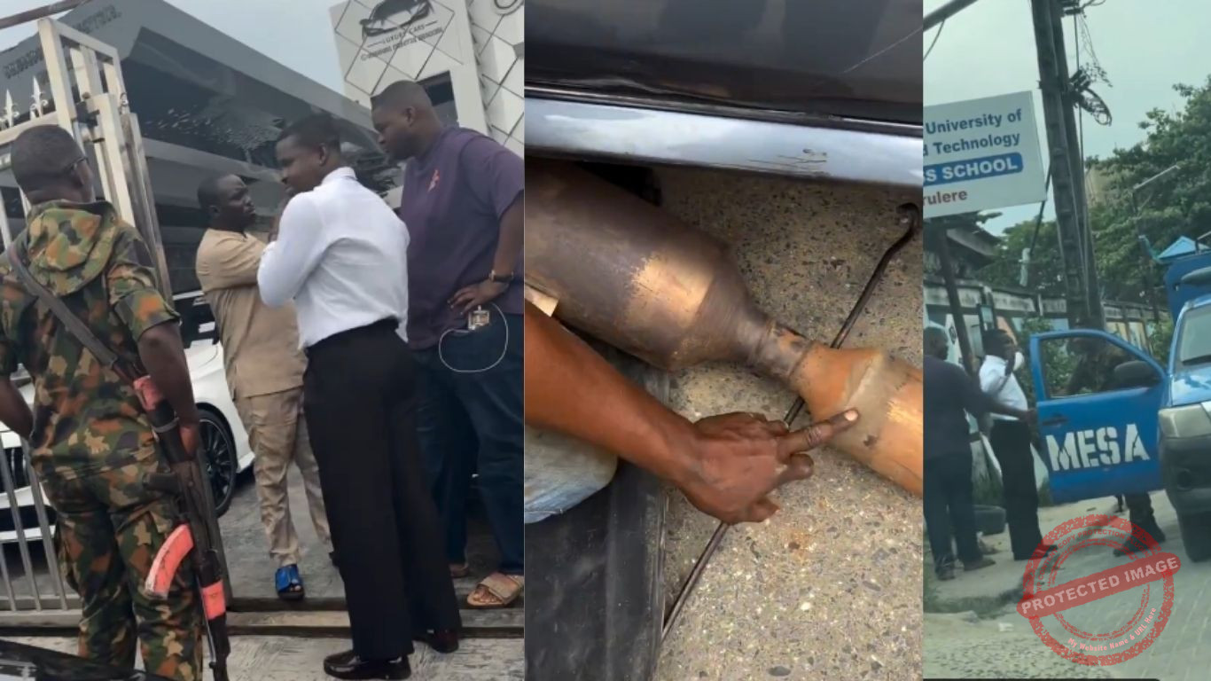 Outrage in Lagos: Mercedes Owner Exposes Mechanic for Allegedly Swapping ₦1 Million Catalytic Converter with Fake Part as Soldiers Appear in Viral Confrontation